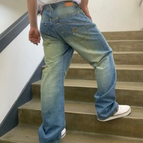Men’s Rocawear Indigo Vintage Lime Green Denim Pants NWT